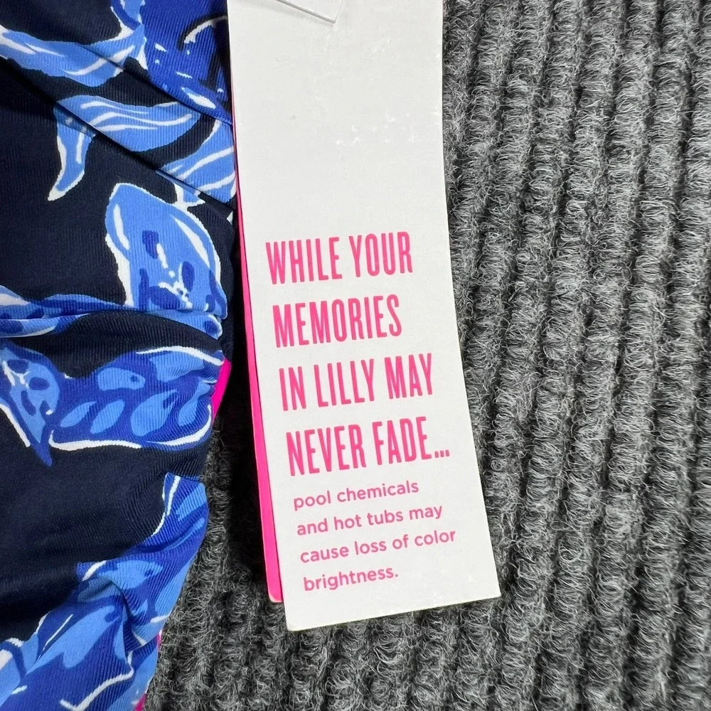 Lilly Pulitzer Farlee One‎ Piece Swim Suit Low Tide Navy Blue Floral Size 2 New